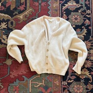 Boden Cashmere Cream Ribbed Cardigan
